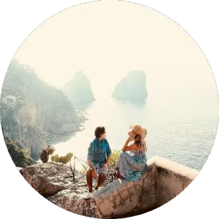 👫 пара, путешествия, море, пейзаж, отпуск, океан, вид, скала telegram sticker