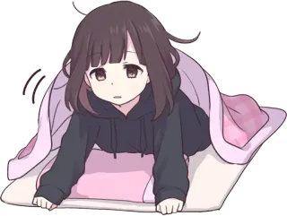 😪 Anime, Bonito, Garota, Cobertor, Moletom com capuz whatsapp sticker