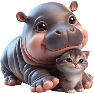 🥰 hippo, cat, animals, cute, friendship telegram sticker