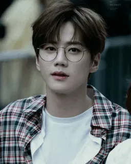 🌚 pria, kacamata, korea, pakaian kasual, potret telegram sticker