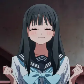 🍥 Anime, Menina, Uniforme escolar, Sorriso, Fofa telegram sticker