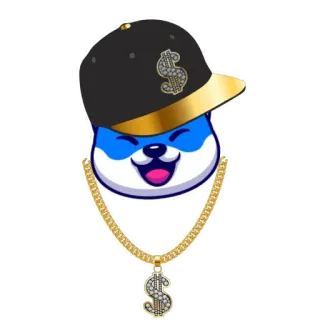 💲 dog, cartoon, dollar sign, gold chain, hat, animal, jewelry whatsapp sticker