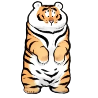 😥 tigre, animale, carino, in piedi, cartone animato telegram sticker