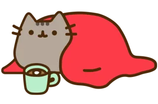 ☕ Pusheen 猫, プシーン, ブランケット, コーヒー, かわいい telegram sticker