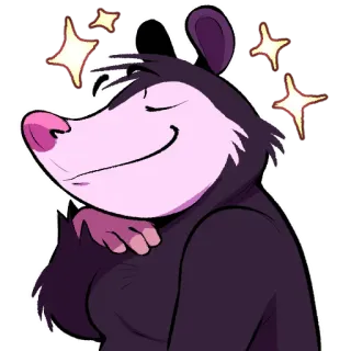 ✨ opossum, cartoon, animal, stars, happy, cute whatsapp sticker