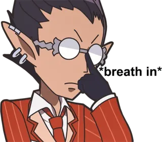 🧐 *breath in* Anime, Brille, Denken, Cartoon whatsapp sticker