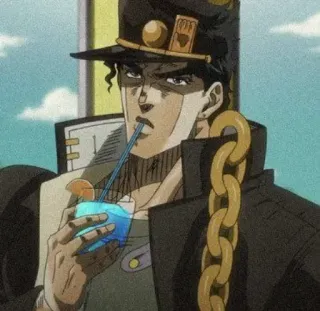🐬 Jotaro Kujo JoJo's Bizarre Adventure アニメ, 承太郎, ジョジョの奇妙な冒険, キャラクター, 飲酒 telegram sticker