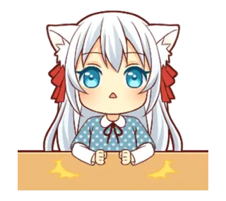 💡 Anime Mädchen, Chibi, Niedlich, Kawaii, Katzenohren telegram sticker
