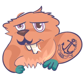 😎 B&B Biber, Cartoon, Anker, Tattoo, Tier, Süß, Maskottchen telegram sticker