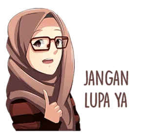 😃 femme, hijab, lunettes, dessin animé, pouce levé telegram sticker