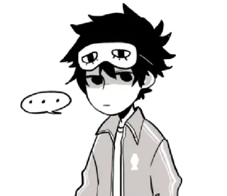 😑 anime, manga, sleepy, cartoon, pajamas, expression, thinking telegram sticker