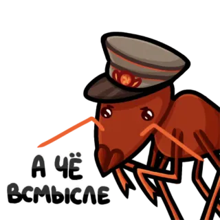 🔶 А ЧЁ ВСМЫСЛЕ semut, militer, topi, lucu, kartun, tentara, serangga, rusia whatsapp sticker