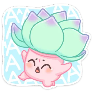 ☺️ Суккулент, Растение, Каваий, Милый, Мультфильм, Наклейка whatsapp sticker