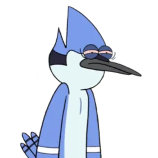 😞 Mordecai Regular Show Kreskówka, Sójka błękitna, Zmęczony, Animowany telegram sticker