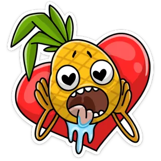 ❤️ pineapple, cartoon, heart, love, fruit telegram sticker