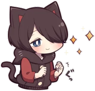 😍 ぐ chica gato, anime, brillo, lindo, chibi whatsapp sticker