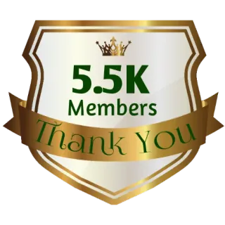 ⚜ 5.5K Members Thank You membros, obrigado, celebração, conquista, ouro, badge telegram sticker