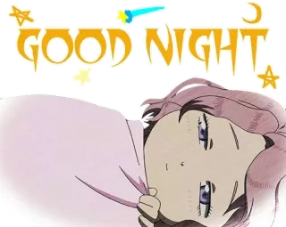 😴 GOODNIGHT 잘 자요, 별, 애니메이션, 수면, 소녀 telegram sticker