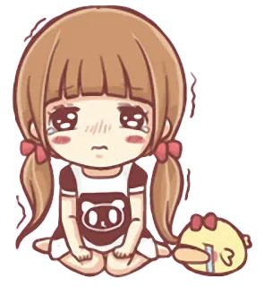 😢 sticker, weinen, traurig, Mädchen, Anime, Cartoon, kawaii telegram sticker