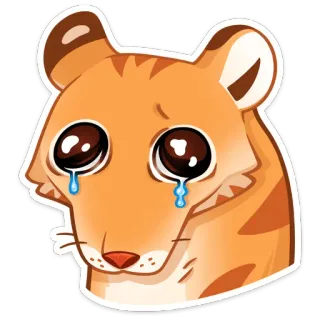 😢 tiger, sad, crying, animal, cartoon, emoji, illustration telegram sticker