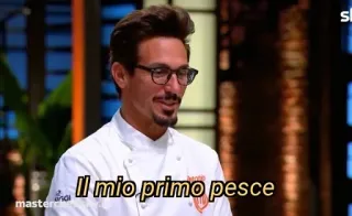 🐟 Il mio primo pesce chef, cooking, italian, food, portrait telegram sticker