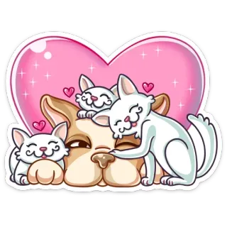 ❤️ собака, кошки, животные, дружба, сердце, милый, наклейка telegram sticker
