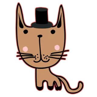 🐱 кот, цилиндр, мультфильм, животное, милый, кавай, наклейка, иллюстрация telegram sticker