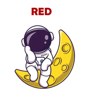 ❌ RED astronauta, luna, rosso, spazio, cartone animato, carino, pianeta telegram sticker