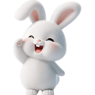 👋 kelinci, imut, kartun, hewan, putih, senang, ceria telegram sticker