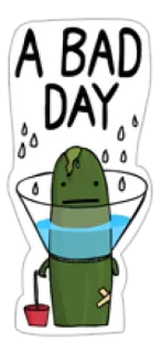 👵 A BAD DAY pepinillo, mal día, triste, dibujos animados, pegatina telegram sticker