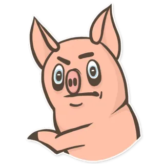 😕 pig, animal, cartoon, sticker, funny telegram sticker