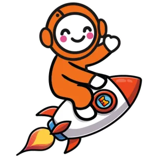 🤩 宇宙飛行士, ロケット, 宇宙, 漫画, かわいい, フレンドリー, 飛行 telegram sticker