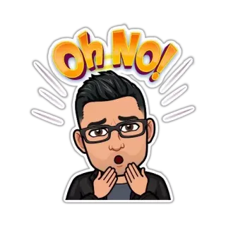 😨 Oh No! Bitmoji, мультфильм, шок, удивление, обеспокоен, разочарование telegram sticker