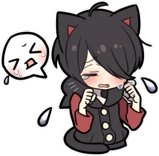 😫 gato, anime, triste, llorando, kawaii, pegatina whatsapp sticker