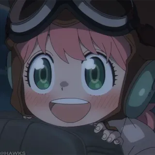 🍥 @HAWKS animé, fille, enfant, aviation, souriant, mignon, dessin animé telegram sticker