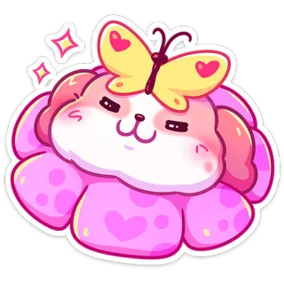 ☺️ cute, sticker, dog, butterfly, flower, pink telegram sticker