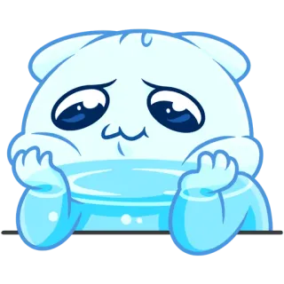 😔 귀여운, 슬픈, 캐릭터, 파란색, 만화 telegram sticker