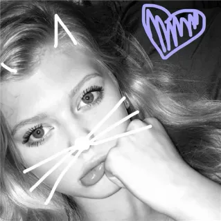 😺 mujer, chica, selfie, filtro, retrato, orejas de gato, corazón telegram sticker