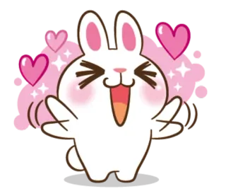 😍 кролик, мультфильм, сердечки, любовь, счастливый, милый whatsapp sticker