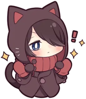 ✨ Chibi, Katzenohren, Niedlich, Anime, Kawaii, Winter, Handschuhe, Glitzer whatsapp sticker