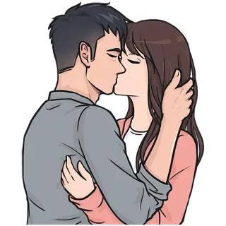 😘 키스, 커플, 사랑, 로맨스, 포옹 telegram sticker