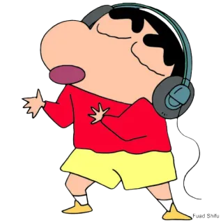 🎶 Shin-chan Crayon Shin-chan Dibujos animados, Anime, Música, Auriculares, Shin Chan, Baile, Japonés telegram sticker