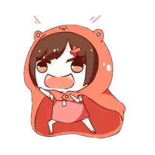😡 Anime, Dziewczyna, Zła, Słodka, Bluza z kapturem, Kreskówka whatsapp sticker