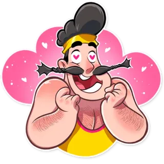 😍 남자, 만화, 사랑, 하트, 피트니스 telegram sticker