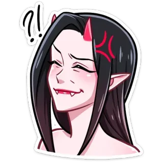 🤨 Аниме, Демон, Девочка, Дьявол, Эльф, Раздраженная whatsapp sticker