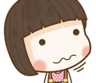 😐 dessin animé, fille, mignon, autocollant, expression, confus telegram sticker