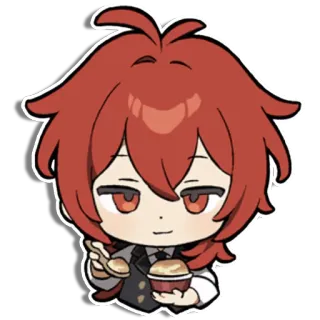 😋 Diluc Genshin Impact Anime, Chibi, Diluc, Genshin Impact, Videospiel, Charakter whatsapp sticker