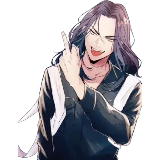 🖕 Anime, Dedo corazón, Ofensivo, Gesto, Dibujo animado telegram sticker