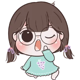 🥨 Cartone animato, Ragazza, Carina, Occhiali, Anime, Adesivo telegram sticker