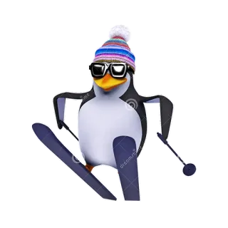 ⛷ chim cánh cụt, trượt tuyết, mùa đông, thể thao, động vật telegram sticker